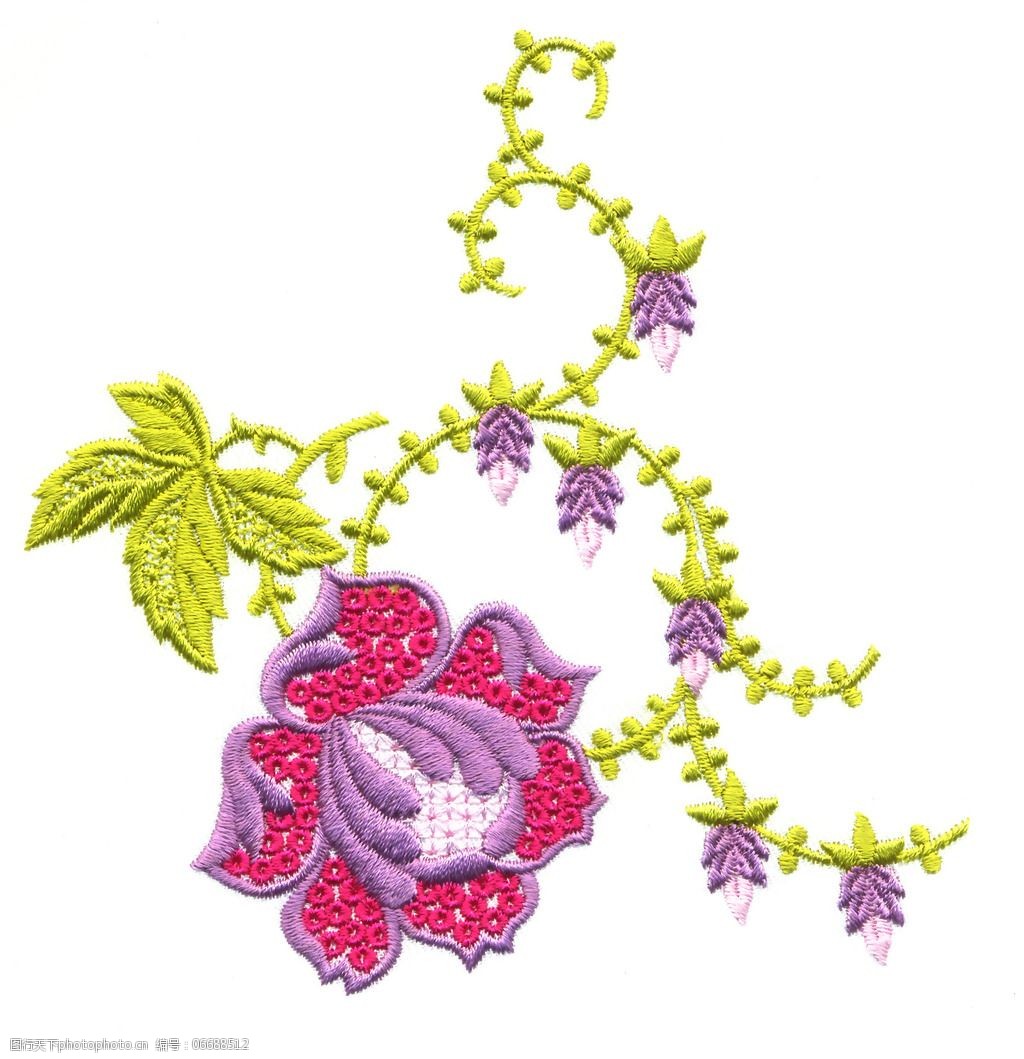 繡花花紋與植物藤蔓之美 免費素材盡在圖行天下